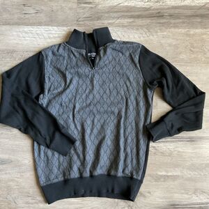 Deluxe Homme Sweater Pullover Medium Black and Gray